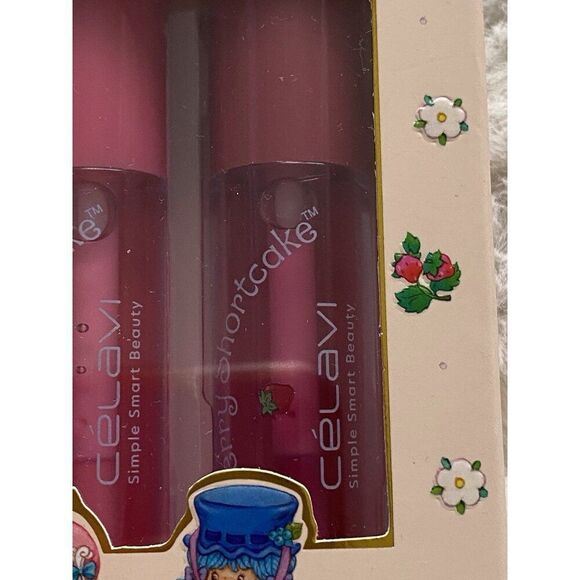 Set Of 4 Celavi X Strawberry Shortcake Berry Besties Lip Oil SET Peach Raspberry - Picture 3 of 12